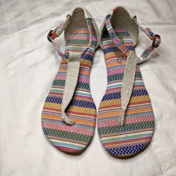 Toms Multicolor Cream Canvas Gladiator Sandals Size 6 - Picture 1 of 6